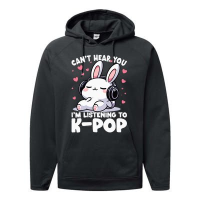 CanT Hear You IM Listening To Kpop Bunny Korean Music Performance Fleece Hoodie