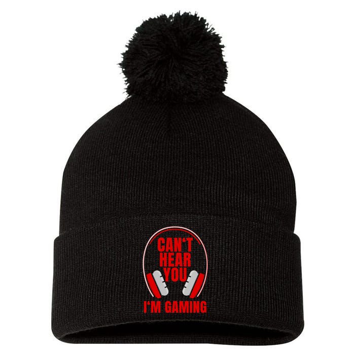 Can't Hear You I'm Gaming Headphones Pom Pom 12in Knit Beanie