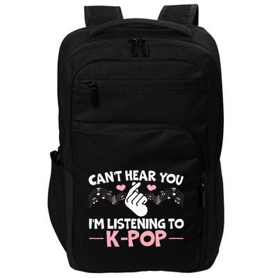 CanT Hear You IM Listening To Kpop Korean Pop Music Panda Impact Tech Backpack