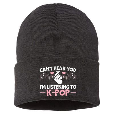 CanT Hear You IM Listening To Kpop Korean Pop Music Panda Sustainable Knit Beanie