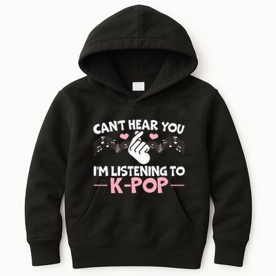 CanT Hear You IM Listening To Kpop Korean Pop Music Panda Kids Hoodie