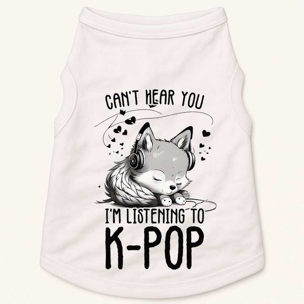 CanT Hear You IM Listening To Kpop Wolf Kpop Merchandise Doggie Tank