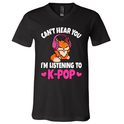 CanT Hear You IM Listening To Kpop Anime Lover Kpop Music V-Neck T-Shirt