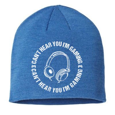 Can't Hear You I'm Gaming Great Gift Funny Gamer Vintage Gift Sustainable Beanie