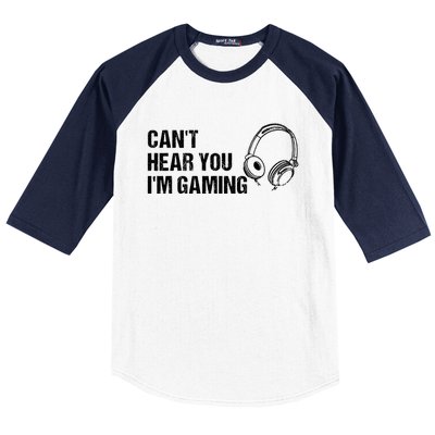 Can't Hear You I'm Gaming Gift Funny Gamer Vintage Gift Baseball Sleeve Shirt