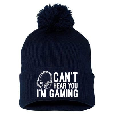 Can't Hear You I'm Gaming Headset Video Games Gamer Pom Pom 12in Knit Beanie