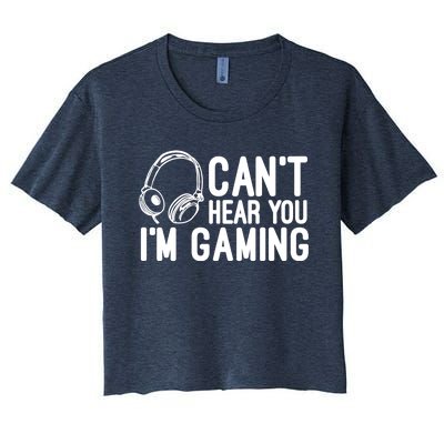 Can't Hear You I'm Gaming Headset Video Games Gamer Women's Crop Top Tee