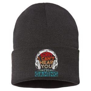 Can't Hear You I'm Gaming Gamer Assertion Gift Idea Sustainable Knit Beanie