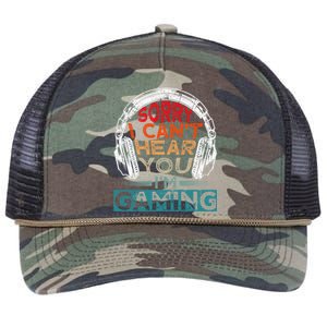 Can't Hear You I'm Gaming Gamer Assertion Gift Idea Retro Rope Trucker Hat Cap