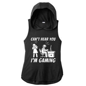 CanT Hear You IM Gaming Ladies PosiCharge Tri-Blend Wicking Draft Hoodie Tank