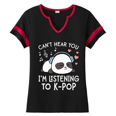 Can't Hear You I'm Listening to KPop Kawaii Ladies Halftime Notch Neck Tee