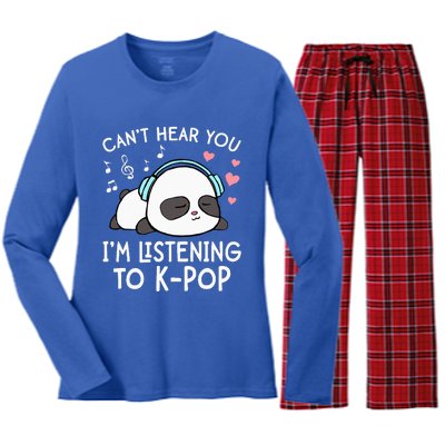 Can't Hear You I'm Listening to KPop Kawaii Women's Long Sleeve Flannel Pajama Set 