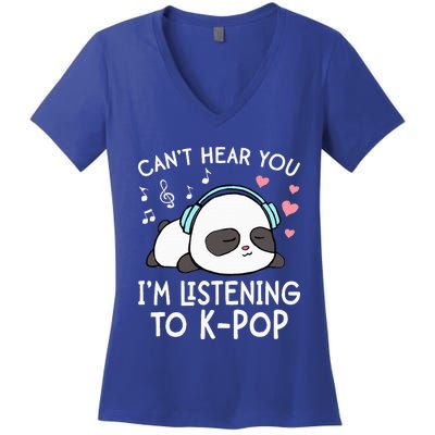 Can't Hear You I'm Listening to KPop Kawaii Women's V-Neck T-Shirt