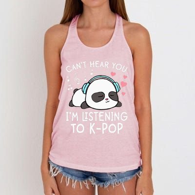 Can't Hear You I'm Listening to KPop Kawaii Women's Knotted Racerback Tank