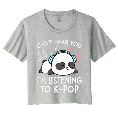 Can't Hear You I'm Listening to KPop Kawaii Women's Crop Top Tee