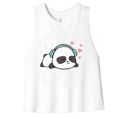 Can't Hear You I'm Listening to KPop Kawaii Women's Racerback Cropped Tank