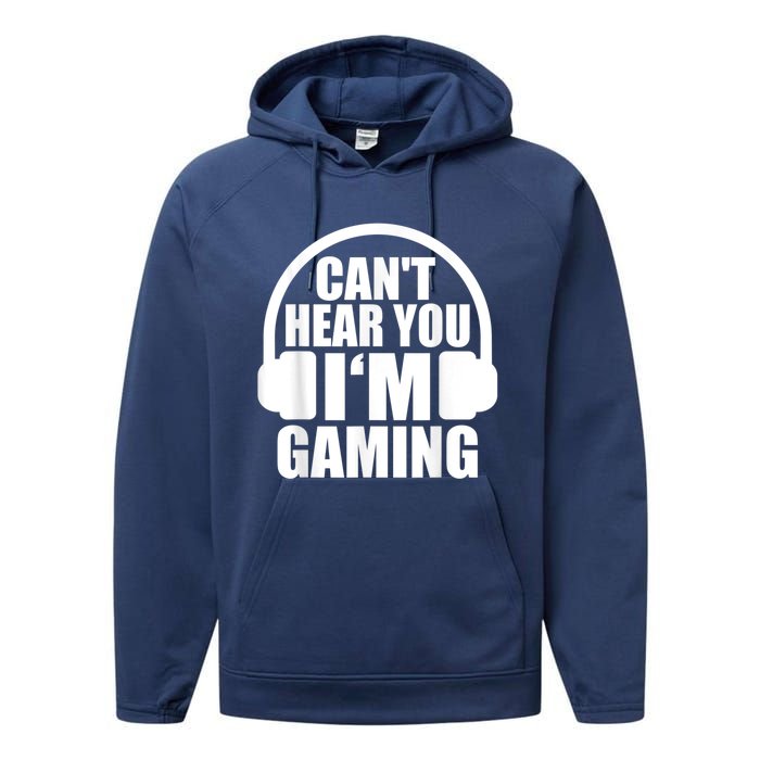 Cant Hear You Im Gaming Headset Video Games Gamer Performance Fleece Hoodie