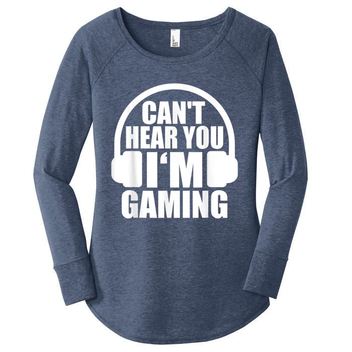 Cant Hear You Im Gaming Headset Video Games Gamer Women's Perfect Tri Tunic Long Sleeve Shirt