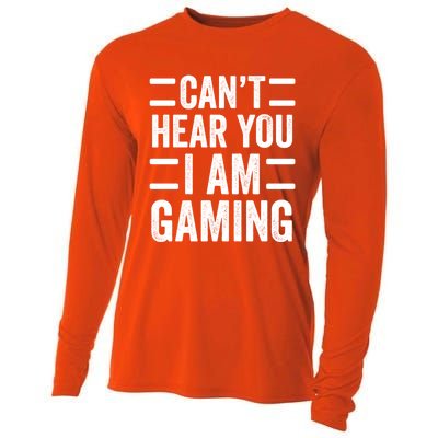 CanT Hear You I Am Gaming Funny Sarcastic Video Games Gamer Gift Cooling Performance Long Sleeve Crew