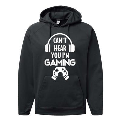 Cant Hear You Im Gaming Video Gamer Headset Performance Fleece Hoodie