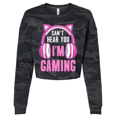 Cant Hear You Gaming Gamer Gift Cropped Pullover Crew