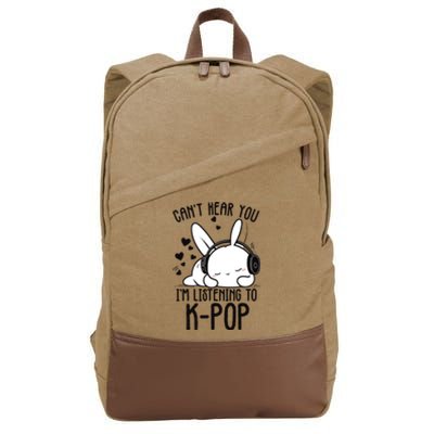 CanT Hear You IM Listening Kpop Rabbit Kpop Merchandise Cotton Canvas Backpack