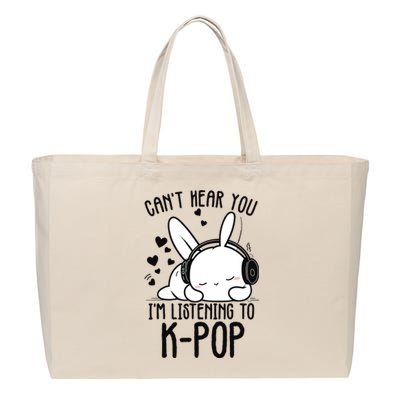 CanT Hear You IM Listening Kpop Rabbit Kpop Merchandise Cotton Canvas Jumbo Tote