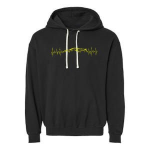 C8 Heartbeat Yellow Supercar Ekg Sports Car Heart Rate Garment-Dyed Fleece Hoodie