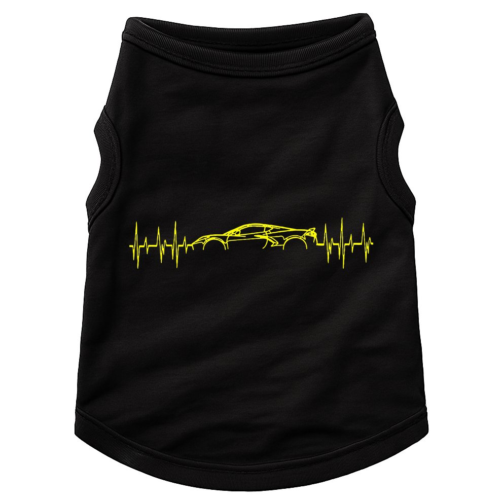 C8 Heartbeat Yellow Supercar Ekg Sports Car Heart Rate Doggie Tank
