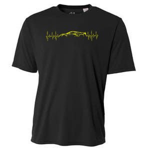 C8 Heartbeat Yellow Supercar Ekg Sports Car Heart Rate Cooling Performance Crew T-Shirt