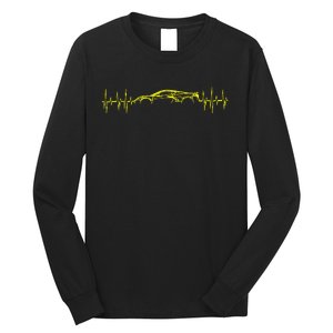 C8 Heartbeat Yellow Supercar Ekg Sports Car Heart Rate Long Sleeve Shirt