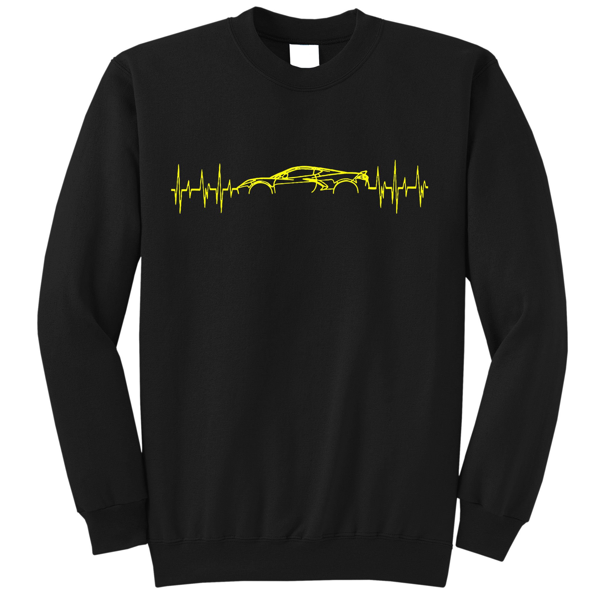 C8 Heartbeat Yellow Supercar Ekg Sports Car Heart Rate Sweatshirt
