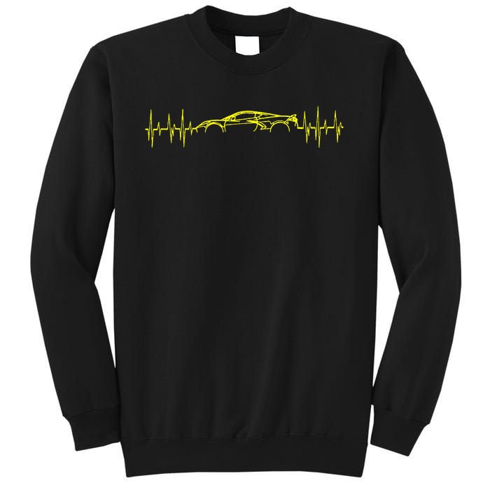 C8 Heartbeat Yellow Supercar Ekg Sports Car Heart Rate Sweatshirt