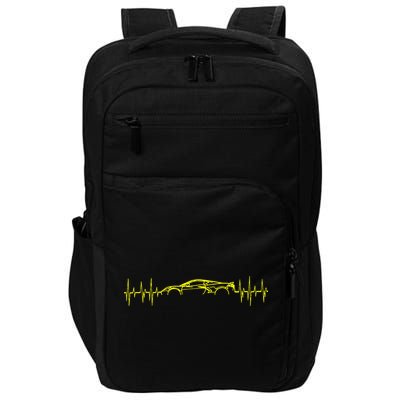 C8 Heartbeat Yellow Supercar Ekg Sports Car Heart Rate Impact Tech Backpack