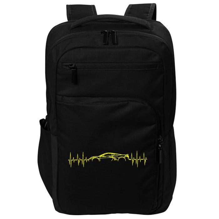 C8 Heartbeat Yellow Supercar Ekg Sports Car Heart Rate Impact Tech Backpack