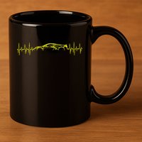 C8 Heartbeat Yellow Supercar Ekg Sports Car Heart Rate 11oz C Handle Ceramic Mug