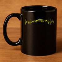 C8 Heartbeat Yellow Supercar Ekg Sports Car Heart Rate 11oz C Handle Ceramic Mug