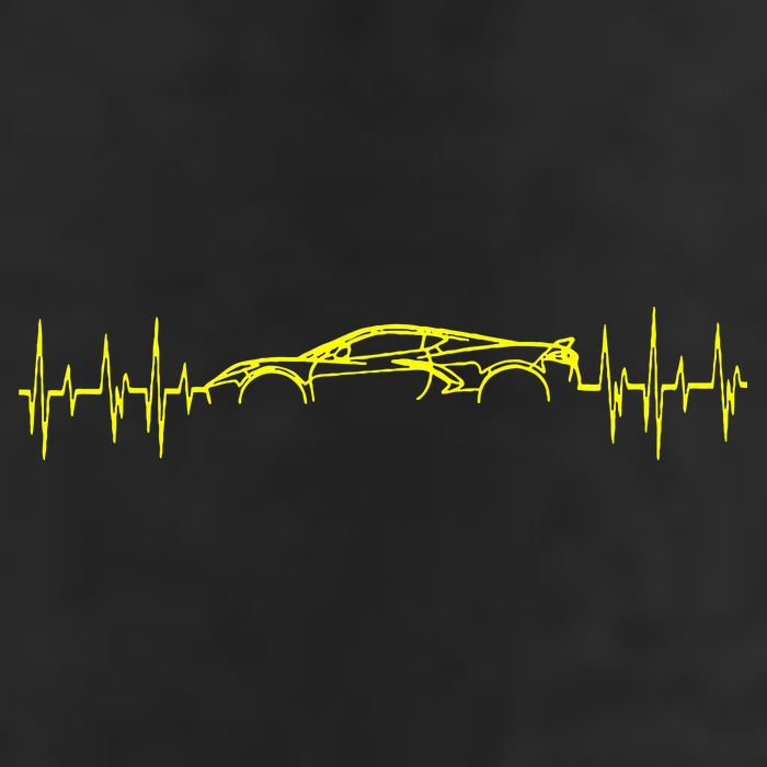 C8 Heartbeat Yellow Supercar Ekg Sports Car Heart Rate 11oz C Handle Ceramic Mug