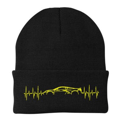 C8 Heartbeat Yellow Supercar Ekg Sports Car Heart Rate Beanie