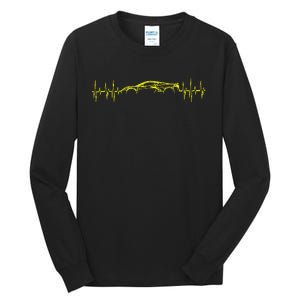 C8 Heartbeat Yellow Supercar Ekg Sports Car Heart Rate Tall Long Sleeve T-Shirt