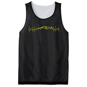 C8 Heartbeat Yellow Supercar Ekg Sports Car Heart Rate Mesh Reversible Basketball Jersey Tank