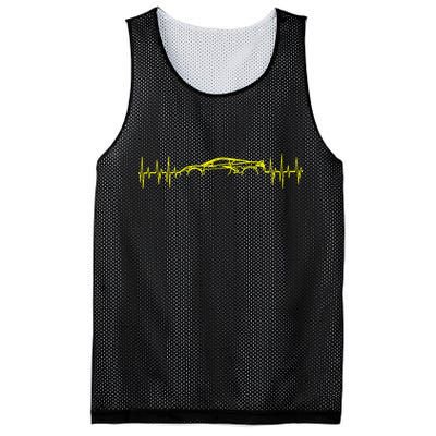 C8 Heartbeat Yellow Supercar Ekg Sports Car Heart Rate Mesh Reversible Basketball Jersey Tank