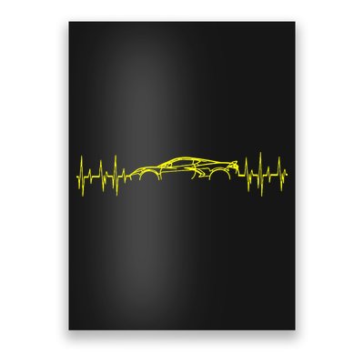 C8 Heartbeat Yellow Supercar Ekg Sports Car Heart Rate Poster