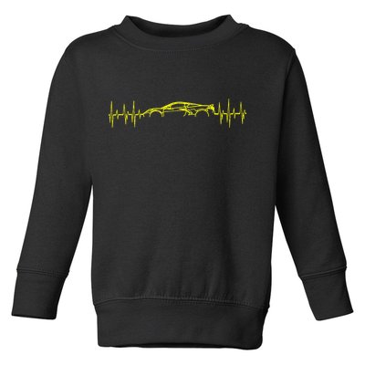 C8 Heartbeat Yellow Supercar Ekg Sports Car Heart Rate Toddler Sweatshirt