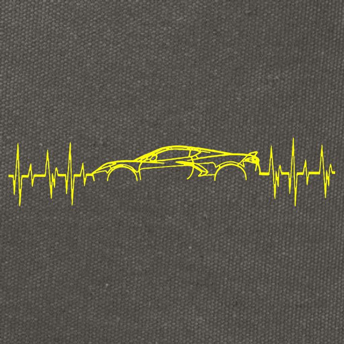 C8 Heartbeat Yellow Supercar Ekg Sports Car Heart Rate Cotton Canvas Backpack