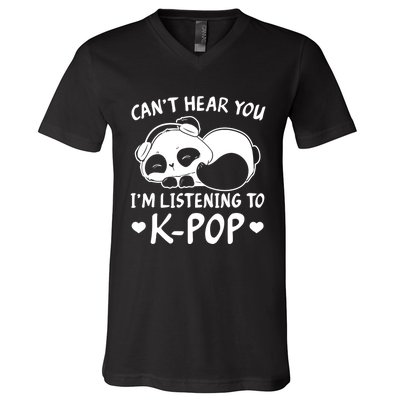 CanT Hear You IM Listening Kpop Rabbit Kpop Merchandise V-Neck T-Shirt