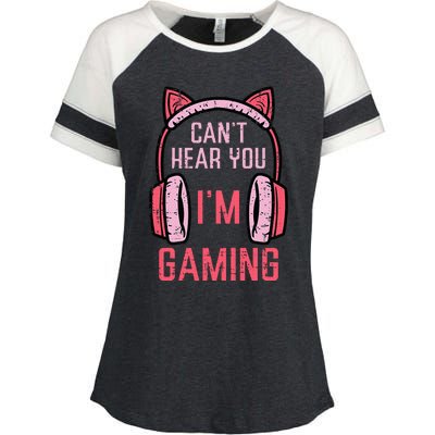 Cant Hear You Im Gaming Enza Ladies Jersey Colorblock Tee