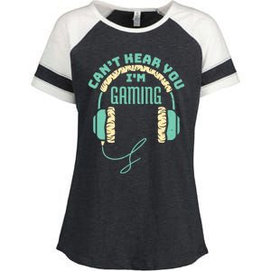 Can't Hear You I'm Gaming Computer and Video Games Enza Ladies Jersey Colorblock Tee