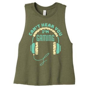 Can't Hear You I'm Gaming Computer and Video Games Women's Racerback Cropped Tank