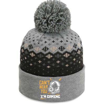 Can't Hear You I'm Gaming Cute Gift Funny Video Gamer Gift The Baniff Cuffed Pom Beanie